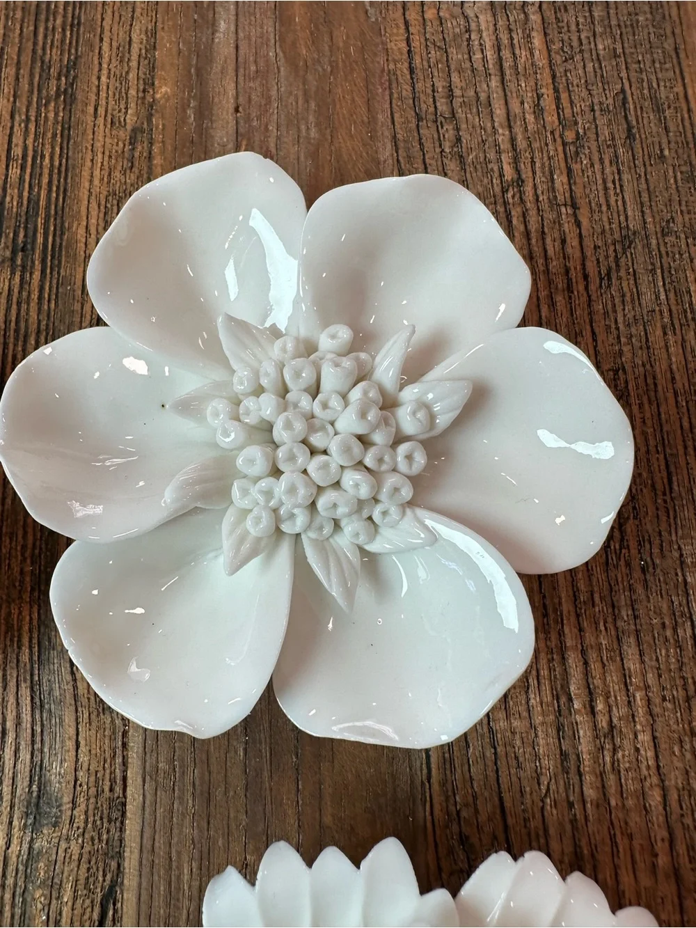 White Ceramic Floral Wall Accents - Set of 4